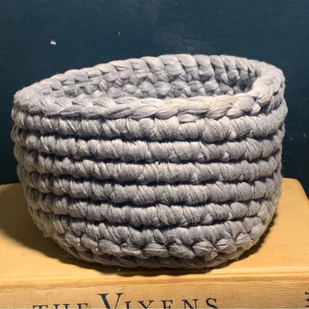 Handmade Crochet Basket Table Top Storage Catchall Gift Plant Organizing